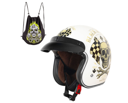 Мотоциклетний шолом W-TEC Kustom Black Heart - розмір L(59-60)/білий блиск