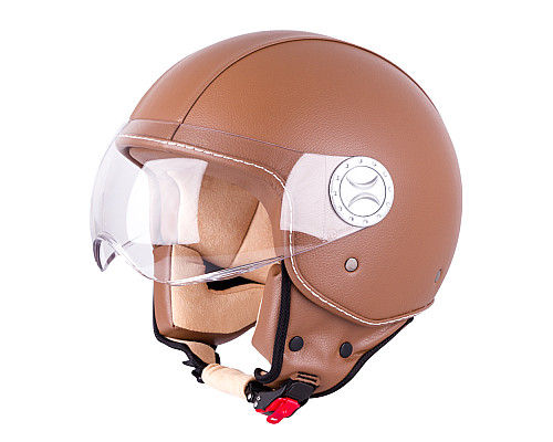 Шолом для скутера W-TEC FS-701B Leather Brown - Коричневий / XS (53-54)