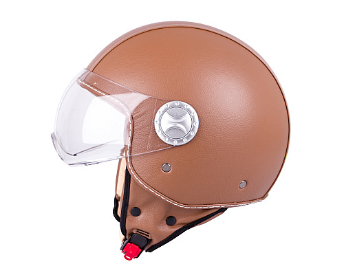 Шолом для скутера W-TEC FS-701B Leather Brown - Коричневий / XS (53-54)