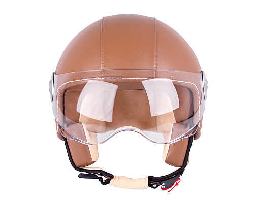 Шолом для скутера W-TEC FS-701B Leather Brown - Коричневий / XS (53-54)
