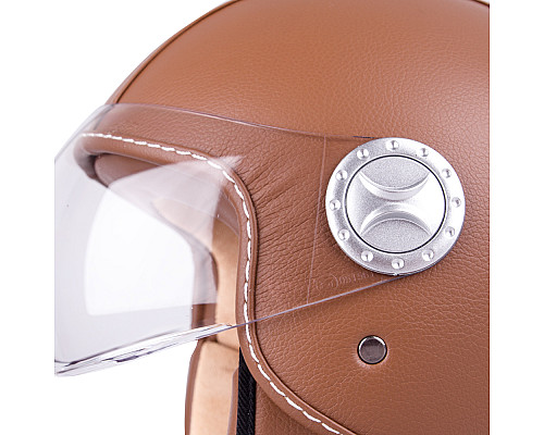Шолом для скутера W-TEC FS-701B Leather Brown - Коричневий / XS (53-54)