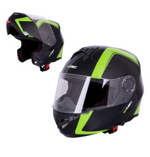 Мотоциклетний шолом W-TEC Vexamo - чорно-зелений / S (55-56)