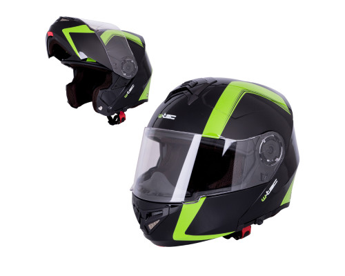 Мотоциклетний шолом W-TEC Vexamo - чорно-зелений / S (55-56)