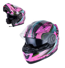Мотоциклетний шолом W-TEC YM-925 Magenta - рожево-чорний / XS (53-54)