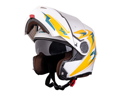 Перекидний мотоциклетний шолом W-TEC Vexamo PI Graphic w/ Pinlock - біла графіка/XS (53-54)