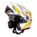 Перекидний мотоциклетний шолом W-TEC Vexamo PI Graphic w/ Pinlock - біла графіка/S (55-56)