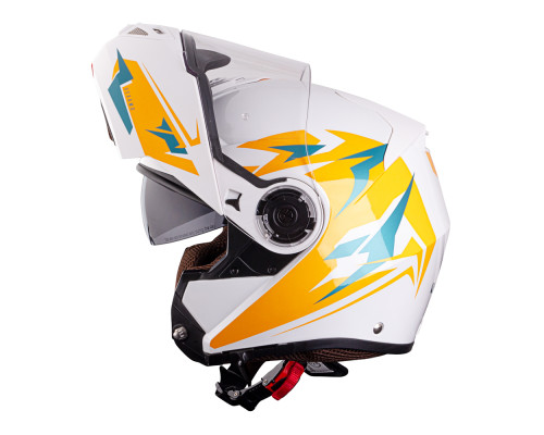 Перекидний мотоциклетний шолом W-TEC Vexamo PI Graphic w/ Pinlock - біла графіка/S (55-56)