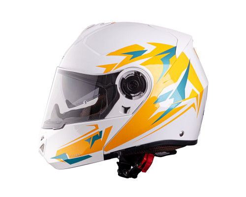 Перекидний мотоциклетний шолом W-TEC Vexamo PI Graphic w/ Pinlock - біла графіка/M (57-58)
