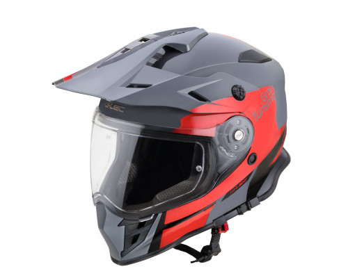 Мотоциклетний шолом W-TEC V331 PR графічний червоно-сірий L(59-60)