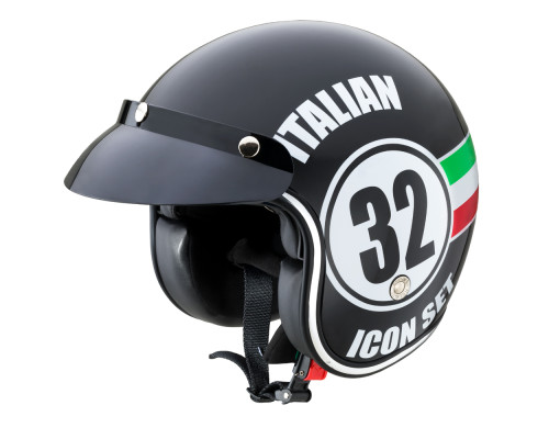 Мотоциклетний шолом W-TEC Café Racer чорний Італія XS (53-54)