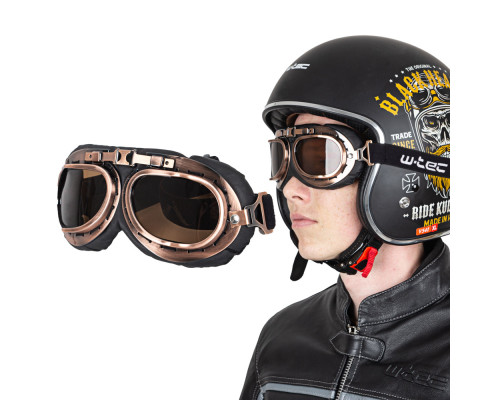 Мотоциклетний шолом W-TEC Angeric Gloss чорний w/ Steamrust Goggles XL (61-62)