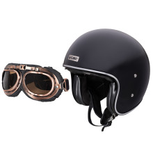 Мотоциклетний шолом W-TEC Angeric Gloss чорний w/ Steamrust Goggles XS (53-54)