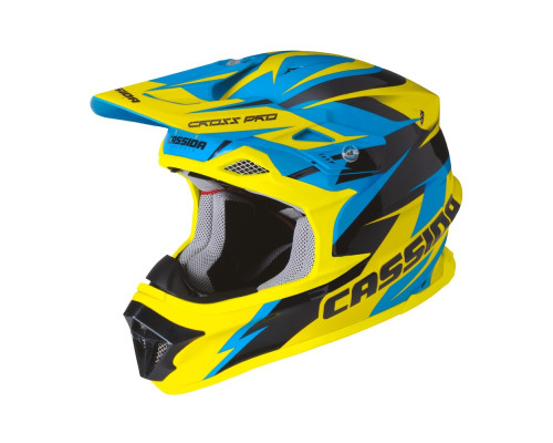 Шолом для мотокросу Cassida Cross Pro - синьо-жовтий / М (57-58)