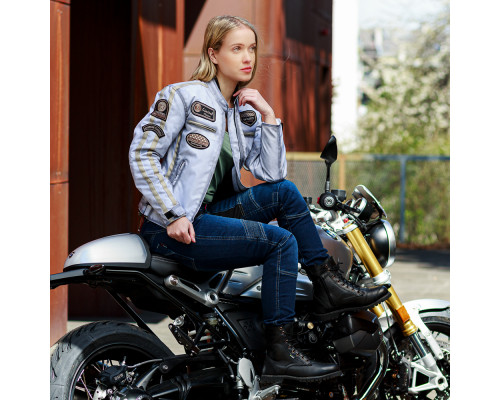 Жіноча текстильна мотокуртка W-TEC Virginia - брудно-біла/L