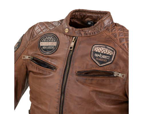 Чоловіча шкіряна куртка W-TEC Milano - коричневий / ХXL