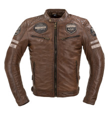 Чоловіча шкіряна куртка W-TEC Milano - коричневий / 4XL