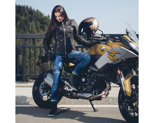 Жіноча шкіряна мотокуртка W-TEC Hagora - матово чорна/L