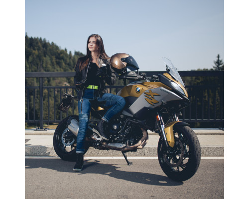 Жіноча шкіряна мотокуртка W-TEC Hagora - матово чорна/М