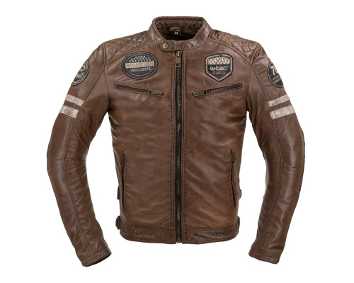 Чоловіча шкіряна куртка W-TEC Milano - коричневий / 5XL