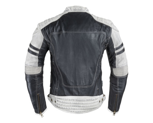 Чоловіча шкіряна мото куртка W-TEC Esbiker - чорно-біла/M
