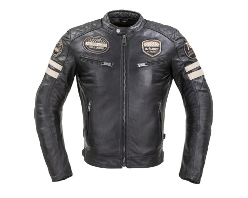 Чоловіча шкіряна куртка W-TEC Milano - чорний / 4XL