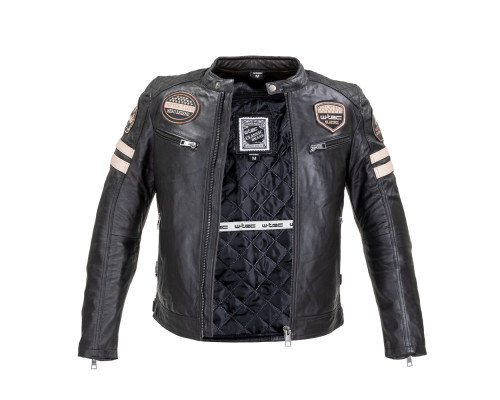 Чоловіча шкіряна куртка W-TEC Milano - чорний / 4XL