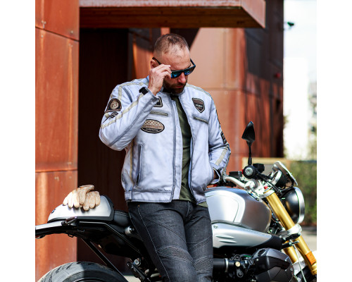 Чоловіча текстильна мотокуртка W-TEC Patriot - білий / S