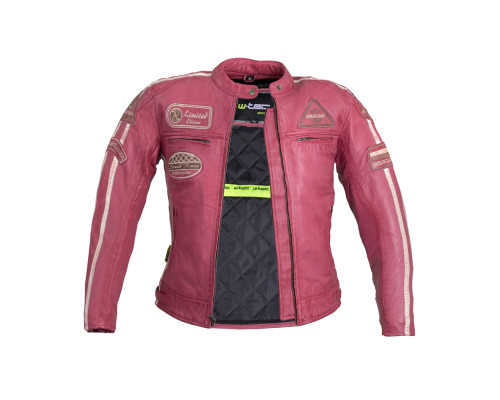 Жіноча шкіряна мотокуртка W-TEC Sheawen Lady Pink - рожева/XL