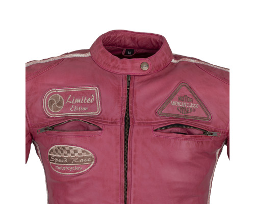 Жіноча шкіряна мотокуртка W-TEC Sheawen Lady Pink - рожева/XL