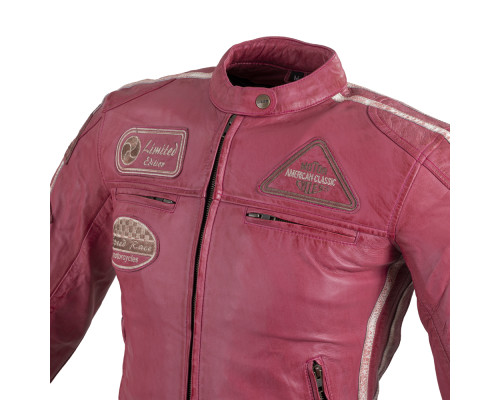 Жіноча шкіряна мотокуртка W-TEC Sheawen Lady Pink - рожева/XL