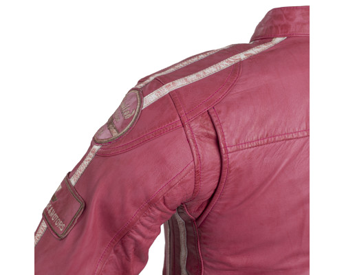 Жіноча шкіряна мотокуртка W-TEC Sheawen Lady Pink - рожева/XL