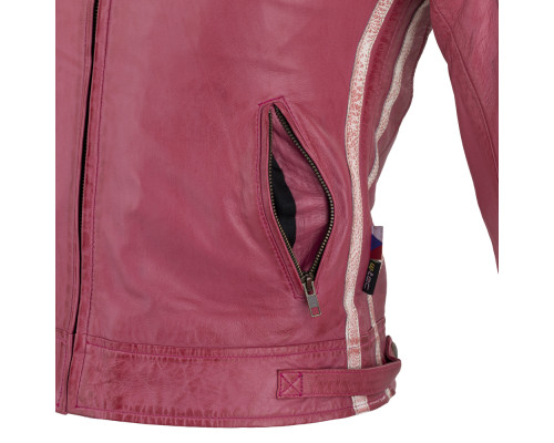 Жіноча шкіряна мотокуртка W-TEC Sheawen Lady Pink - рожева/XL