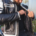Чоловіча шкіряна мото куртка W-TEC Esbiker - чорно-біла/5XL