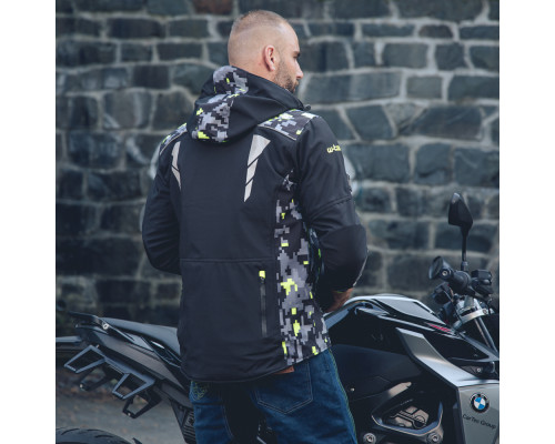 Чоловіча мото-куртка з капюшоном Softshell W-TEC Kybero - розмір 6XL / чорний