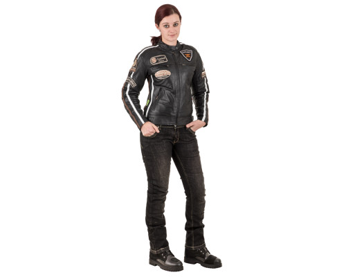 Жіноча шкіряна мотокуртка W-TEC Sheawen Lady - чорна/М