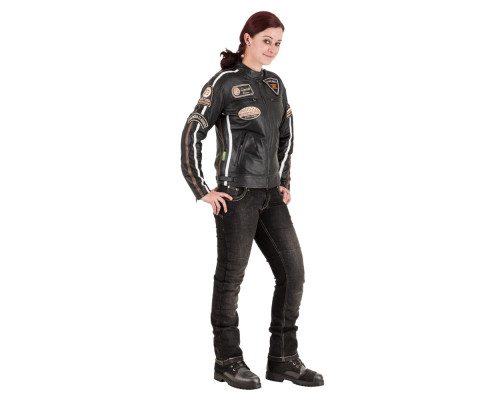 Жіноча шкіряна мотокуртка W-TEC Sheawen Lady - чорна/XS