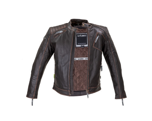 Шкіряна мото куртка W-TEC Embracer - темно-коричнева / 5XL