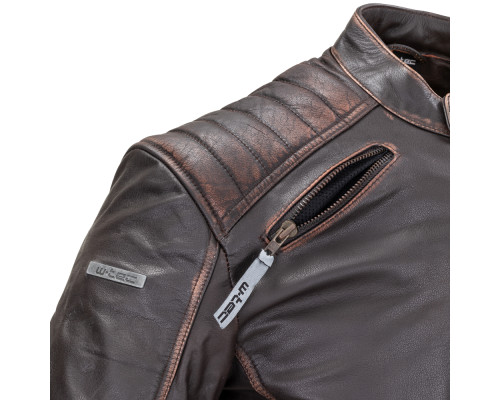 Шкіряна мото куртка W-TEC Embracer - темно-коричнева / 5XL
