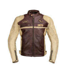 Чоловіча шкіряна мото куртка W-TEC Retro - коричнево-бежевий/M