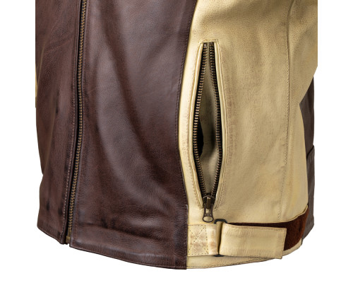 Чоловіча шкіряна мото куртка W-TEC Retro - коричнево-бежевий/M