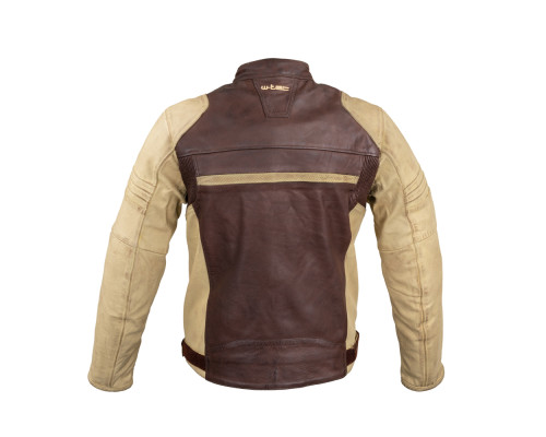 Чоловіча шкіряна мото куртка W-TEC Retro - коричнево-бежевий/L