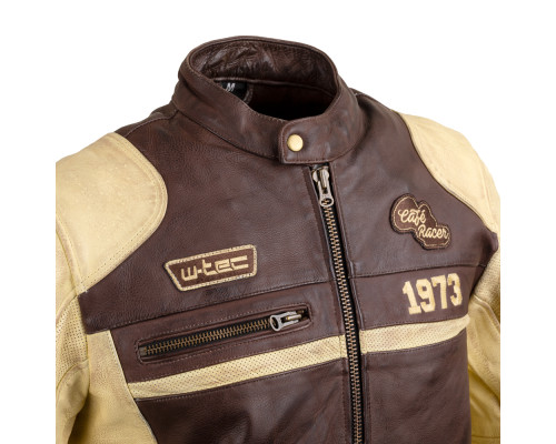 Чоловіча шкіряна мото куртка W-TEC Retro - коричнево-бежевий/XL