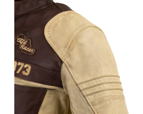 Чоловіча шкіряна мото куртка W-TEC Retro - коричнево-бежевий/XXL