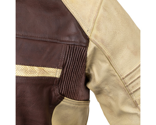Чоловіча шкіряна мото куртка W-TEC Retro - коричнево-бежевий/6XL