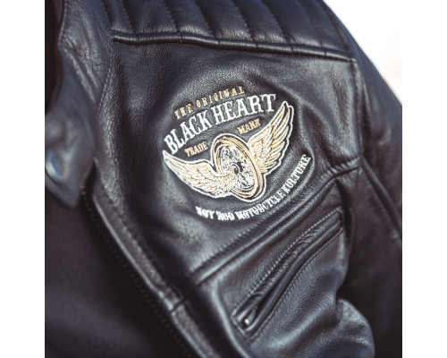 Чоловіча шкіряна мото куртка W-TEC Black Heart Wings Leather Jacket - чорний/XL