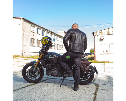 Чоловіча шкіряна мотокуртка W-TEC Makso - чорний / S