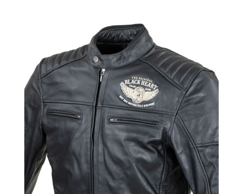 Чоловіча шкіряна мото куртка W-TEC Black Heart Wings Leather Jacket - чорний/3XL