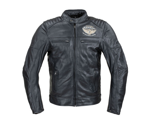 Чоловіча шкіряна мото куртка W-TEC Black Heart Wings Leather Jacket - чорний/4XL