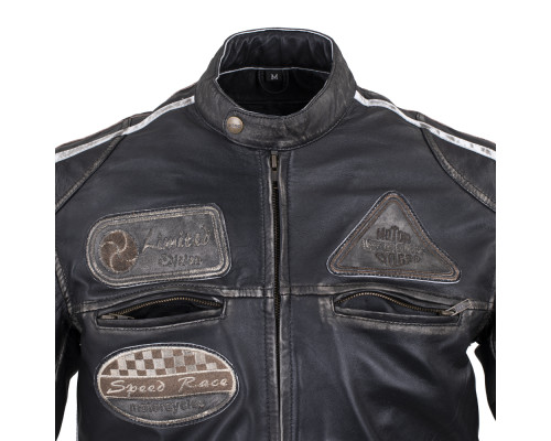 Чоловіча шкіряна мотокуртка W-TEC Sheawen Vintage - чорна/розмір 4XL