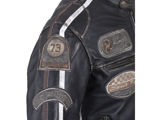 Чоловіча шкіряна мотокуртка W-TEC Sheawen Vintage - чорна/розмір 4XL